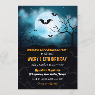 Invitation Halloween, fête d'anniversaire Hallowee