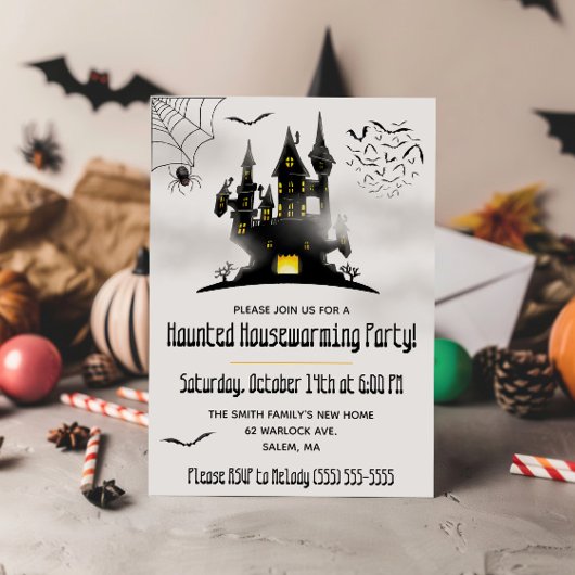 Invitation Halloween, Fête de pendaison de crémaillère ensorc