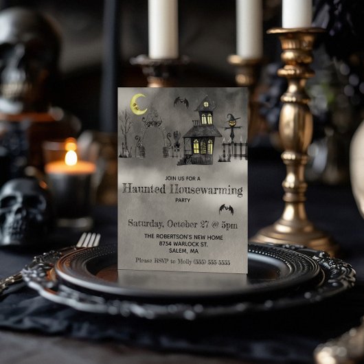 Invitation Halloween, Fête de pendaison de crémaillère ensorc