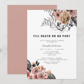 Invitation Halloween Fête des mariées florale rose gothique (Devant / Derrière)