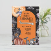 Invitation Halloween fête manger boire être effrayant (Debout devant)