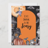 Invitation Halloween fête manger boire être effrayant (Dos)