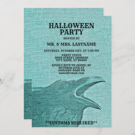 Invitation Halloween fêter crayon vert Éffrayant (Devant / Derrière)