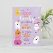 Invitation Halloween Filles Fête Fête Fantômes Violet (Debout devant)