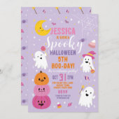 Invitation Halloween Filles Fête Fête Fantômes Violet (Devant / Derrière)