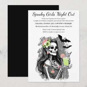 Invitation Halloween Filles Nuit dehors Cocktail éffrayant
