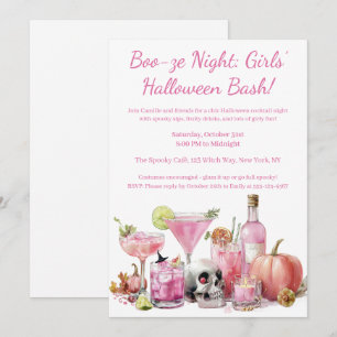 Invitation Halloween Filles Nuit dehors   Cocktail rose
