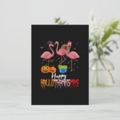 Invitation Halloween Flamant rose Hallothanksmas Citrouille h (Debout devant)