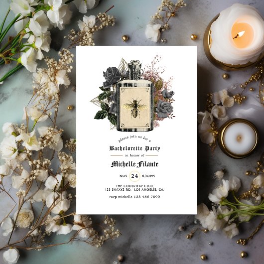 Invitation Halloween floral gothique Bachelorette Party Invit