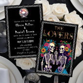 Invitation Halloween floral gothique Mariage squelette