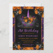 Invitation Halloween floral licorne visage Anniversaire (Devant)