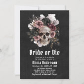 Invitation Halloween Floral Skull Bride ou Fête des mariées d (Devant)