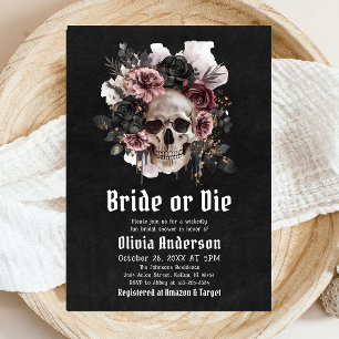 Invitation Halloween Floral Skull Bride ou Fête des mariées d
