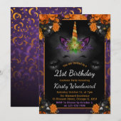 Invitation Halloween Floral Unicorn Face Automne 21ème Annive (Devant / Derrière)