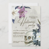 Invitation Halloween florale beige (Devant)