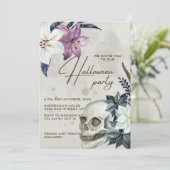 Invitation Halloween florale beige (Debout devant)
