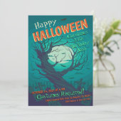 Invitation Halloween Forêt éffrayante Hantée Anniversaire (Debout devant)