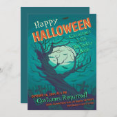 Invitation Halloween Forêt éffrayante Hantée Anniversaire (Devant / Derrière)