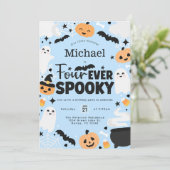 Invitation Halloween Four Ever Spooky 4th Birthday Party (Debout devant)
