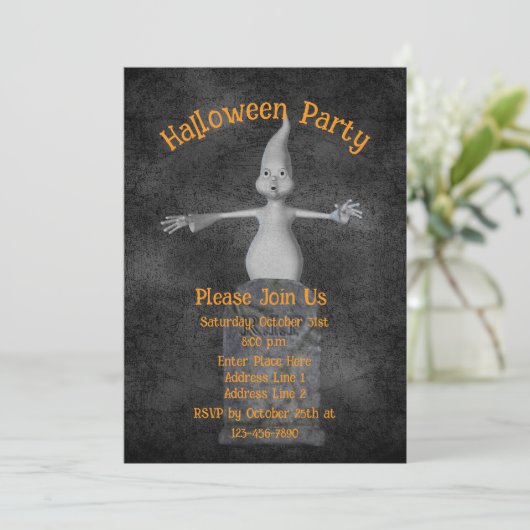 Invitation Halloween frelate de fantôme (Debout devant)