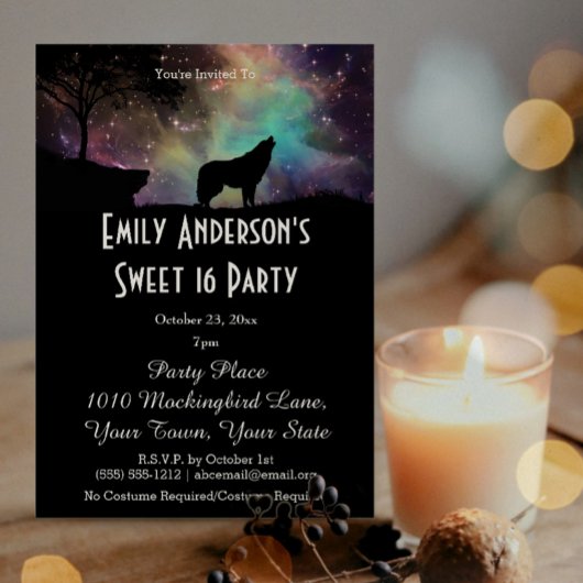 Invitation Halloween Galaxy Wolf Costume Sweet 16 Anniversair
