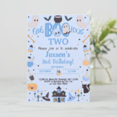 Invitation Halloween garçon bleu fab-boo-lus tout  (Debout devant)