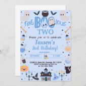 Invitation Halloween garçon bleu fab-boo-lus tout  (Devant / Derrière)