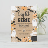 Invitation Halloween Ghost Citrouille 8e fête d'anniversaire (Debout devant)