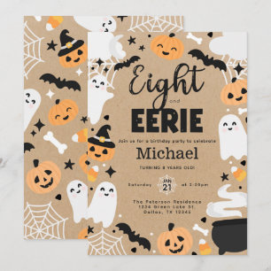 Invitation Halloween Ghost Citrouille 8e fête d'anniversaire