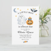 Invitation Halloween Ghost Citrouille Little Boo Baby shower  (Debout devant)