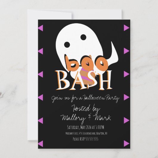 Invitation Halloween Ghost Costume Party Boo Bash (Devant)