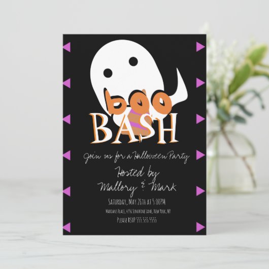 Invitation Halloween Ghost Costume Party Boo Bash (Debout devant)