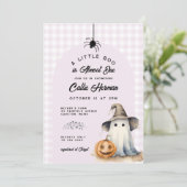 Invitation Halloween Ghost En vichy Baby shower Little Boo (Debout devant)