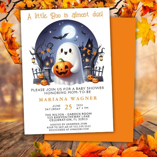 Invitation Halloween Ghost Little Boo Baby shower