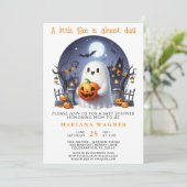 Invitation Halloween Ghost Little Boo Baby shower (Debout devant)