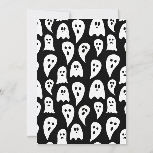 Invitation Halloween Ghost Party noir et blanc (Dos)