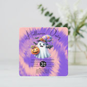 Invitation Halloween Ghost Party Tie Dye Main tirée (Debout devant)