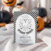 Invitation Halloween Ghost Retro Noir & Blanc Anniversaire