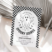 Invitation Halloween Ghost Retro Noir & Blanc Anniversaire