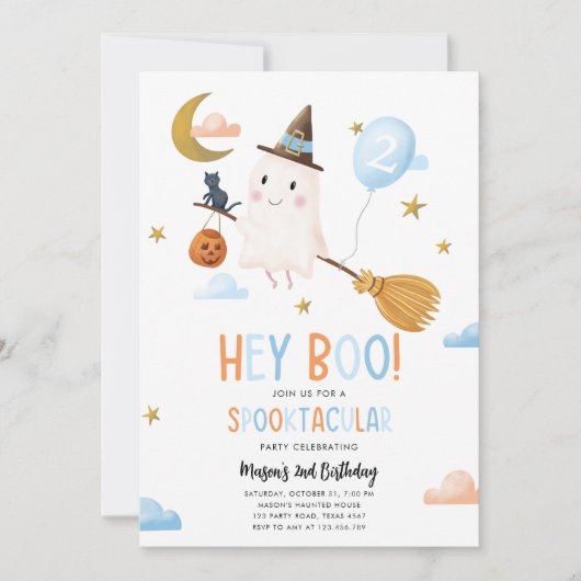 Invitation Halloween Ghost Spooktacular Hey Boo Boy Boy Anniv (Devant)