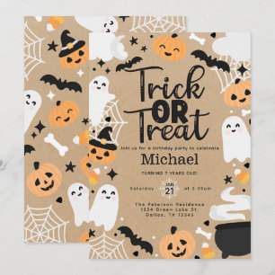 Invitation Halloween Ghost Trick ou traitement Anniversaire f