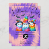 Invitation Halloween Ghost Trio Party Tie Dye Main tirée (Devant / Derrière)