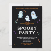 Invitation Halloween Ghosts Moon Stars Famille Fête Fun (Devant)