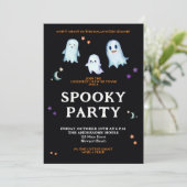 Invitation Halloween Ghosts Moon Stars Famille Fête Fun (Debout devant)