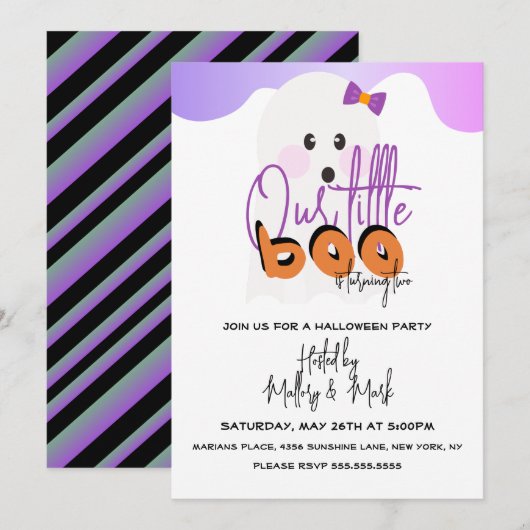 Invitation Halloween Ghoul Fantôme Notre Petit Bois Violet (Devant / Derrière)