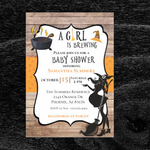 Invitation Halloween Girl est en train de brasser Baby shower