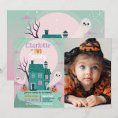 Invitation Halloween Girls 2nd Ghosts House Party Haunted (Devant / Derrière)