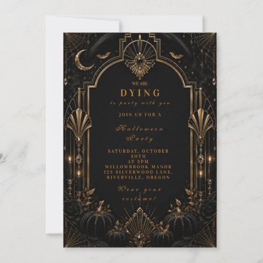 Invitation Halloween Glamour Sophistiqué (Devant)