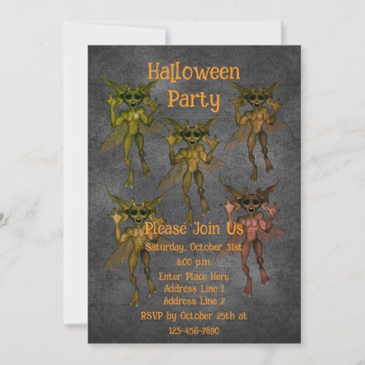 Invitation Halloween Goblins effrayant (Devant)