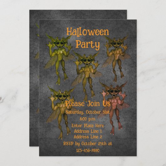 Invitation Halloween Goblins effrayant (Devant / Derrière)